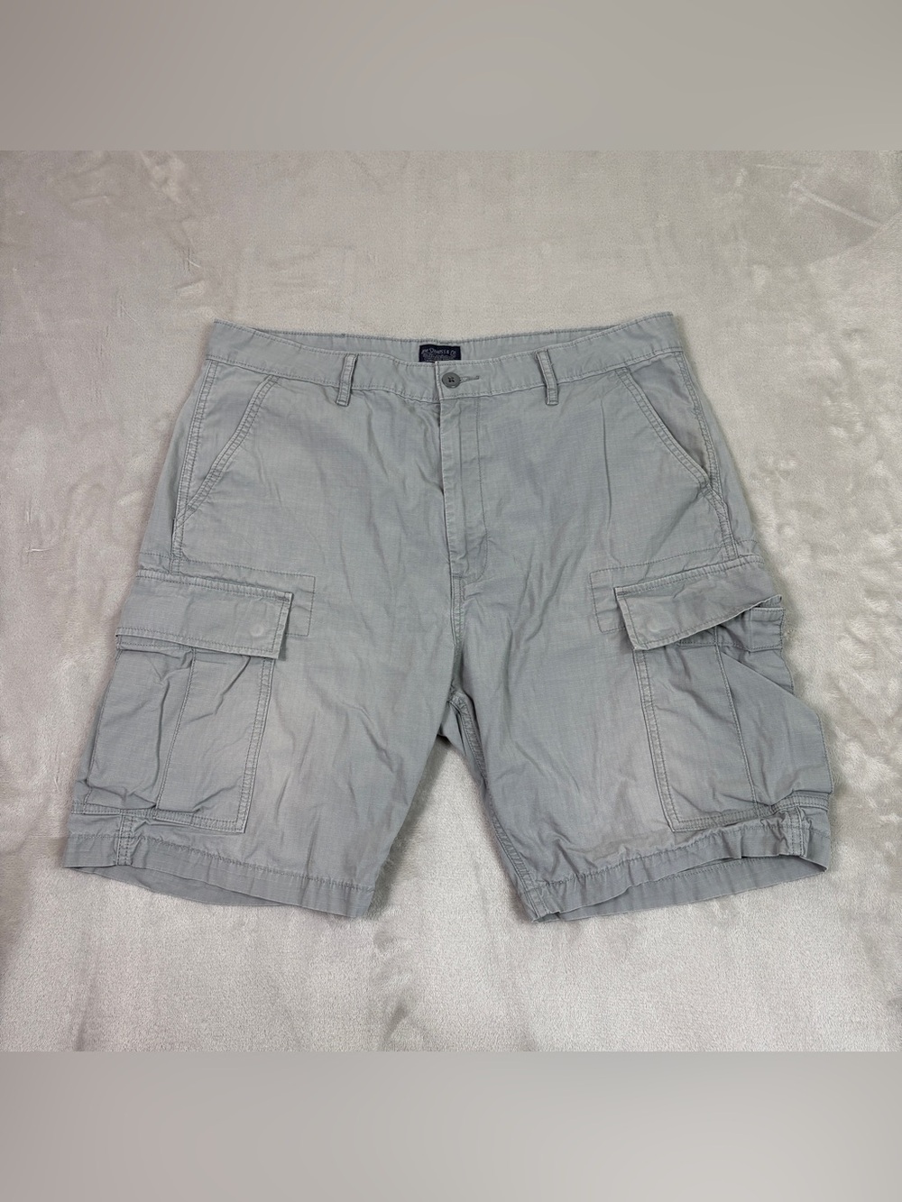 Levi Strauss Mens Cargo Short Two Horse Brand Size 36 Gray 100% Cotton Rip Stop